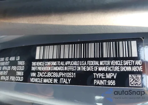 2018 Jeep Renegade Trailhawk 4X4 из США, поврежденный, VIN ZACCJBCB9JPH10531